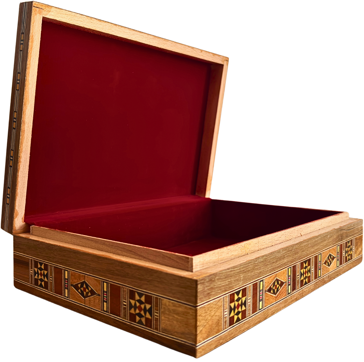 Elegante cofanetto grande a mosaico – Scrigno in legno fatto a mano per gioielli e ricordi, con rivestimento in velluto