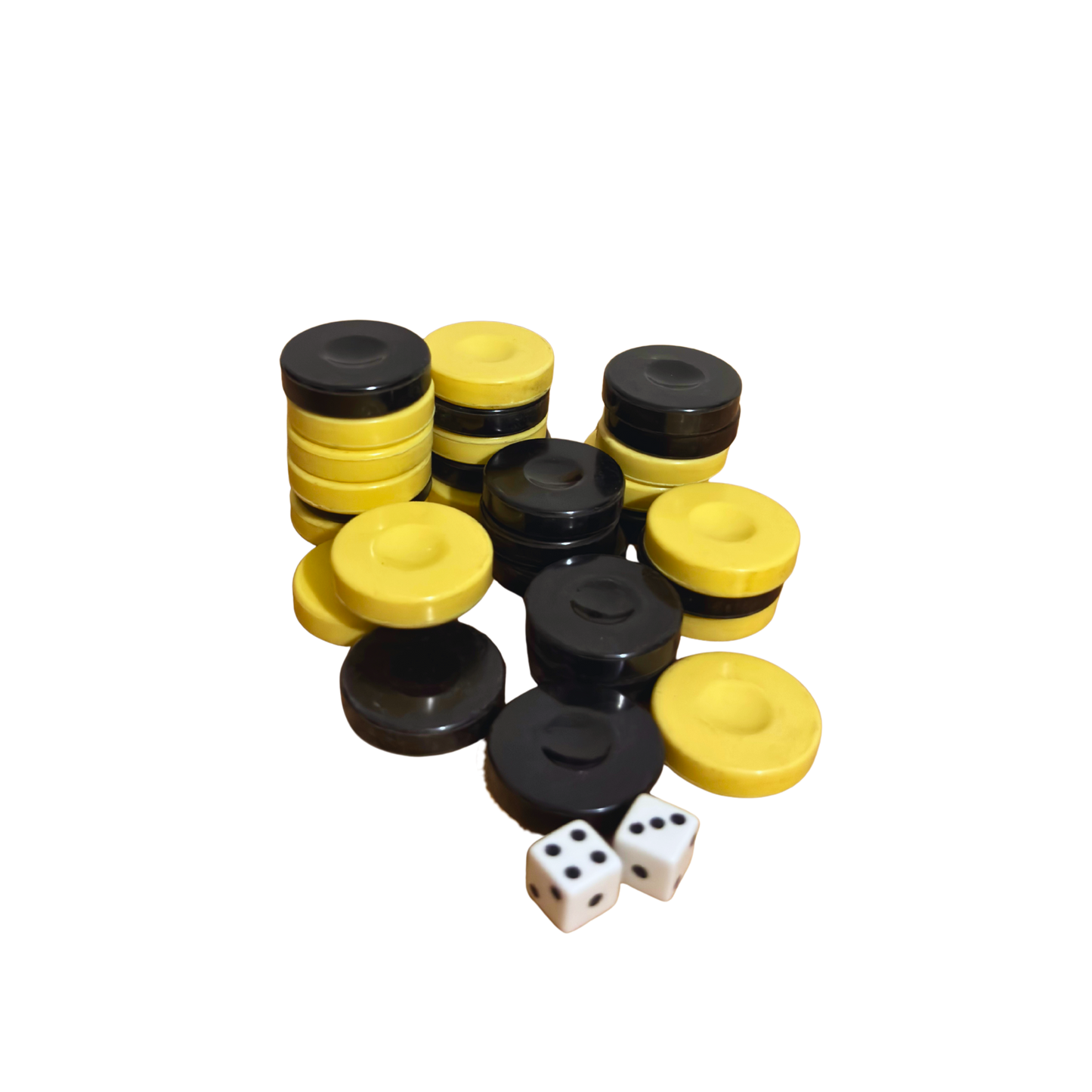 Originele Backgammon Schijfset – Wit & Zwart met Dobbelstenen