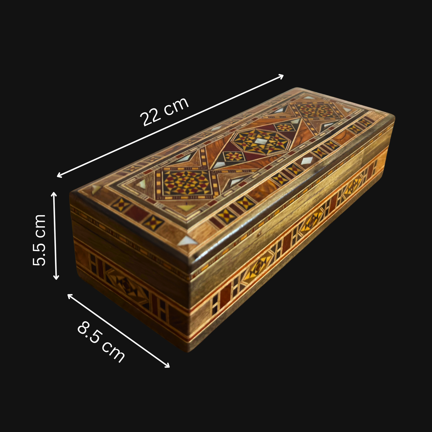 Scatola Damascena per Gioielli, Penne e Rosario – Fatto a Mano con Madreperla