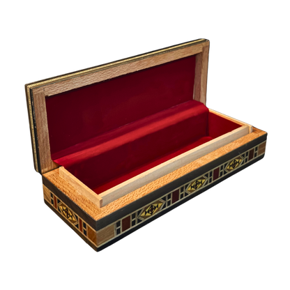 Damaszener Schmuck-, Stift- & Rosenkranzbox – Handgefertigt mit Perlmutt