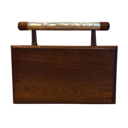 Sham – Luxe Damascene Clutch met Bloemmotief Parelmoer & Brokaat Voering