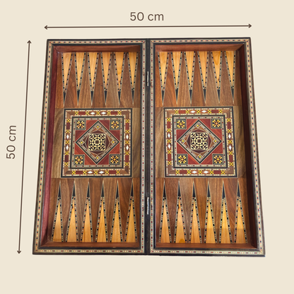 Tavolo Damaschino da Scacchi e Backgammon Fatto a Mano da Gaby Al Dayeh – Capolavoro con Madreperla