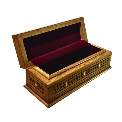 Luksusowa Ręcznie Rzeźbiona Szkatułka z Damaszku – Masa Perłowa & Aksamit