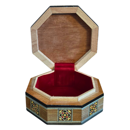 Handgefertigte Mosaik-Schatulle aus Damaskus – Perlmutt & Samt
