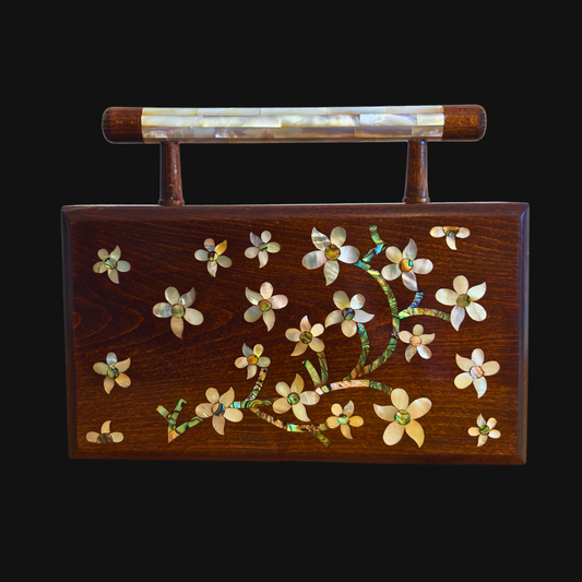 Yasmine – Pochette Damasquine de Luxe avec Nacre & Doublure Brocart