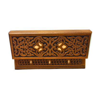 Luksusowa Ręcznie Rzeźbiona Szkatułka z Damaszku – Masa Perłowa & Aksamit