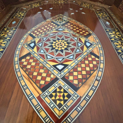 Damascene Mosaic Wooden Tray – Mother of Pearl Inlay & Walnut Finish