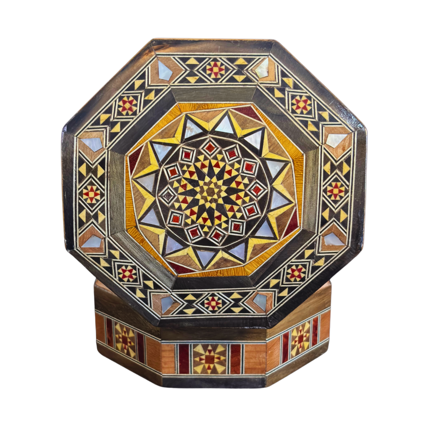 Handgefertigte Mosaik-Schatulle aus Damaskus – Perlmutt & Samt