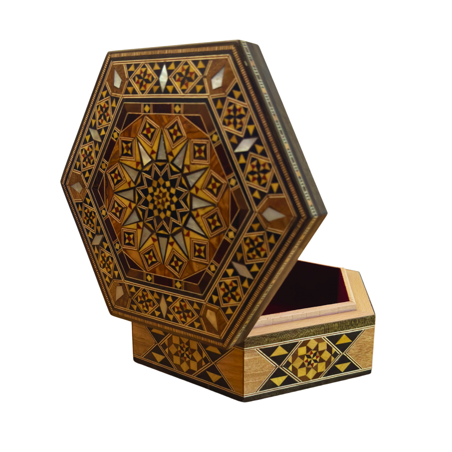 El Yapımı Şam Mozaik Kutusu – Sedef & Kadife Zarafeti