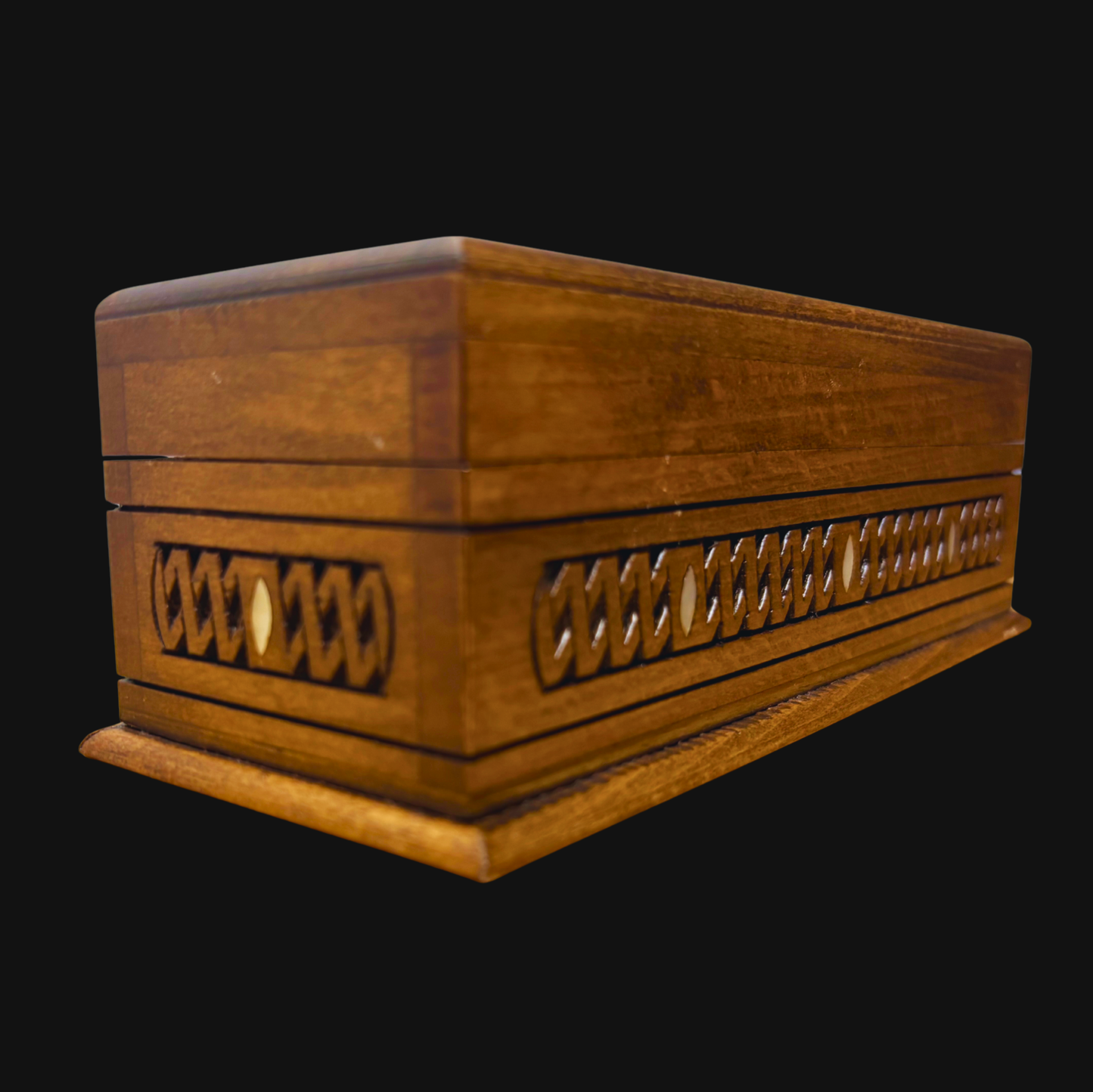 Luksusowa Ręcznie Rzeźbiona Szkatułka z Damaszku – Masa Perłowa & Aksamit