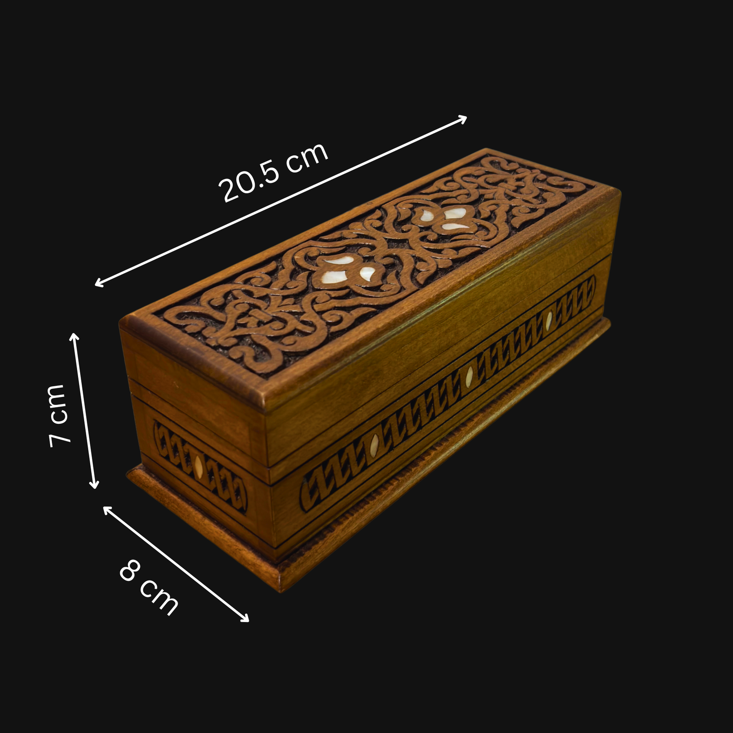 Luksusowa Ręcznie Rzeźbiona Szkatułka z Damaszku – Masa Perłowa & Aksamit