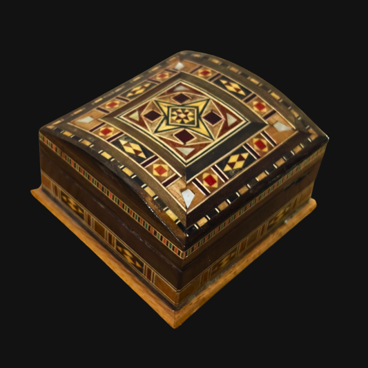 Handgemaakte Mozaïekdoos uit Damascus – Traditionele Kunst & Fluweel