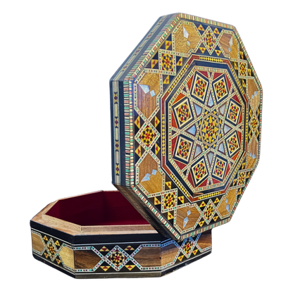 Handgefertigte Mosaik-Schatulle aus Damaskus – Perlmutt & Samt