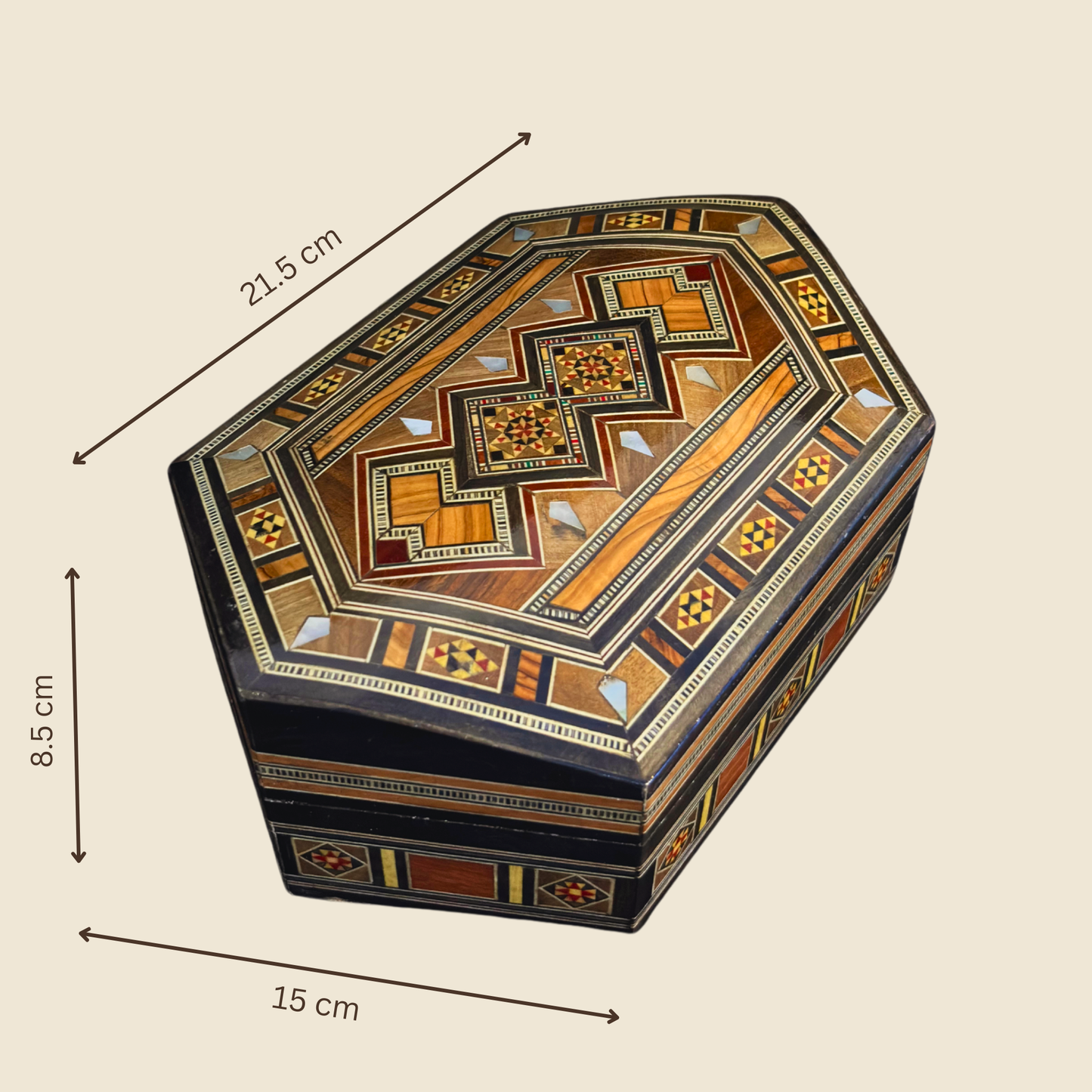 Scatola Artigianale in Mosaico Damasceno – Madreperla e Velluto