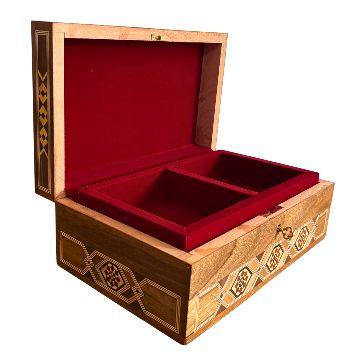 صندوق مجوهرات موزاييك دمشقي مع قفل – تحفة فنية يدوية فاخرة