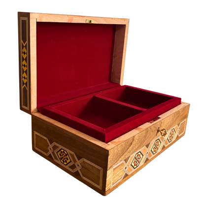 صندوق مجوهرات موزاييك دمشقي مع قفل – تحفة فنية يدوية فاخرة