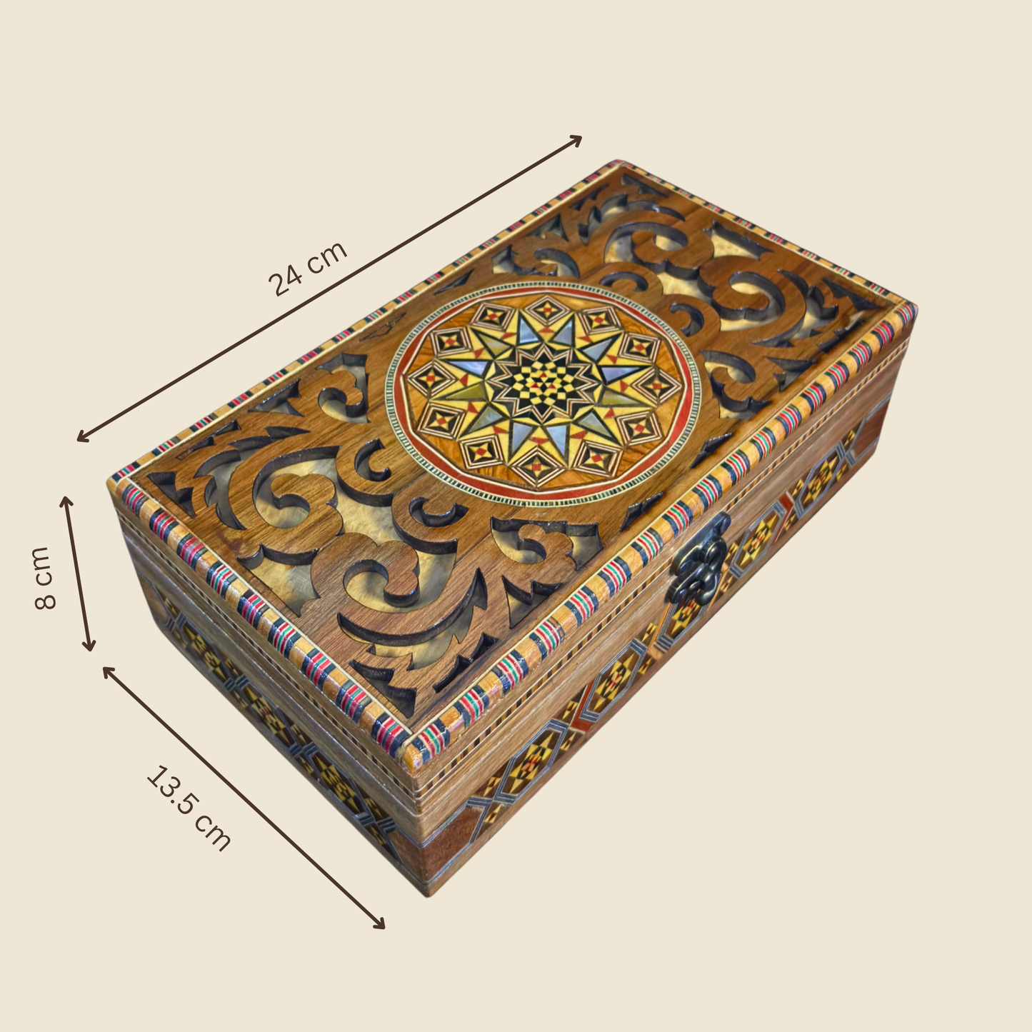 Scatola Artigianale in Mosaico Damasceno – Madreperla e Intagli Artistici