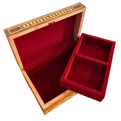 صندوق مجوهرات موزاييك دمشقي مع قفل – تحفة فنية يدوية فاخرة