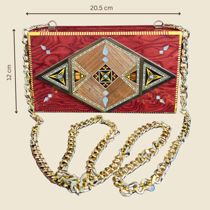 Luxury Damascene Mosaic Clutch with Mother of Pearl & Brocade Interior