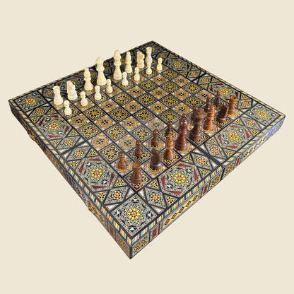 Heritage Chess & Backgammon Set – Damascene Mosaic Craftsmanship