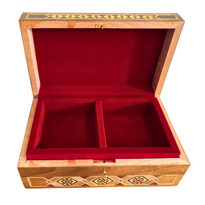 صندوق مجوهرات موزاييك دمشقي مع قفل – تحفة فنية يدوية فاخرة