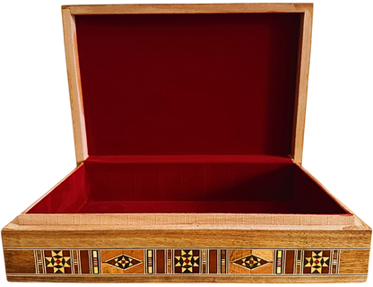 Elegante cofanetto grande a mosaico – Scrigno in legno fatto a mano per gioielli e ricordi, con rivestimento in velluto