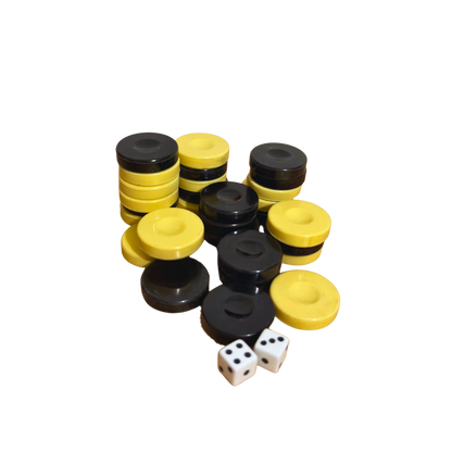Set Originale di Pedine per Backgammon – Bianche e Nere con Dadi